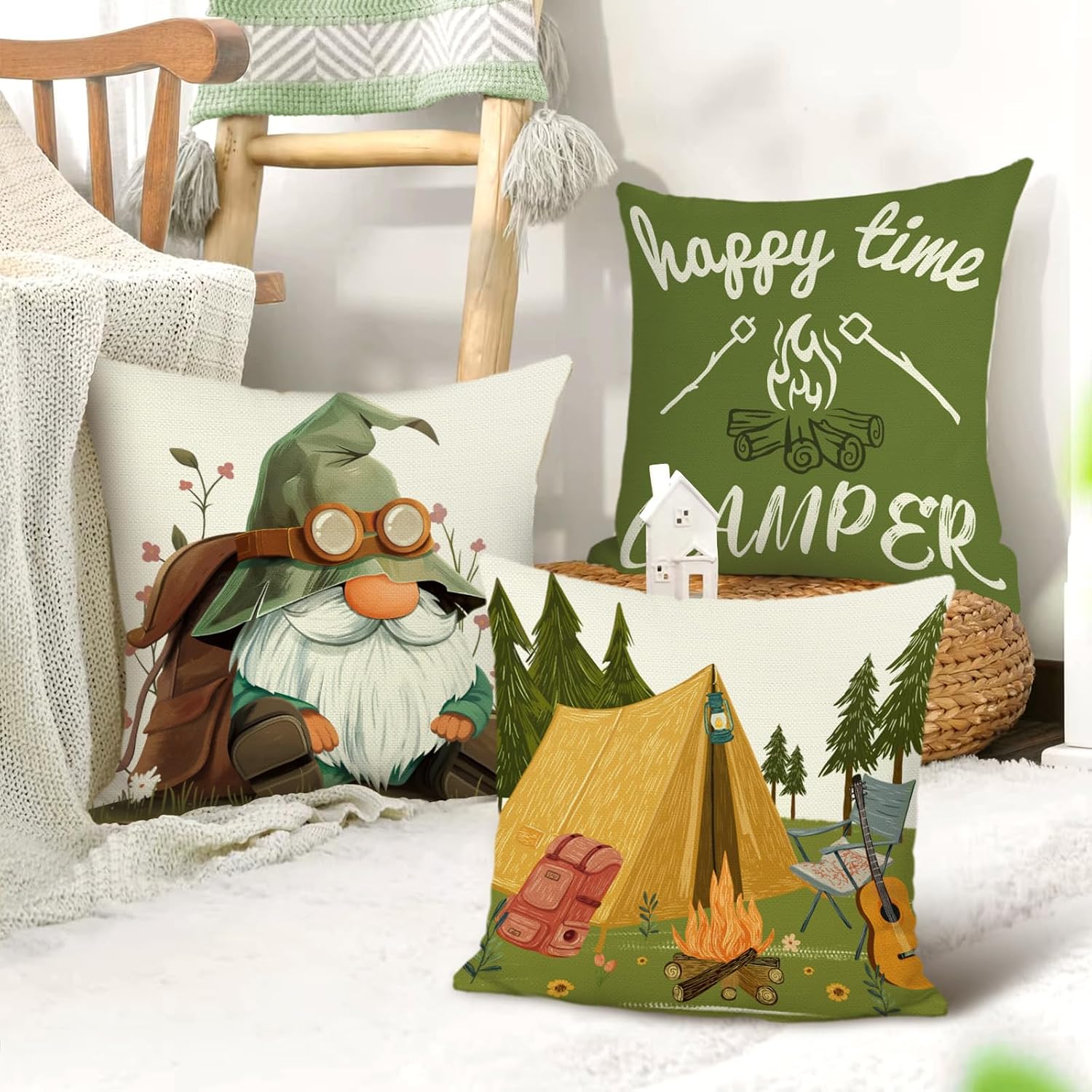 Group of 4 Camping Throw Pillo - đánh giá và giá Outdoor Adventure Group
